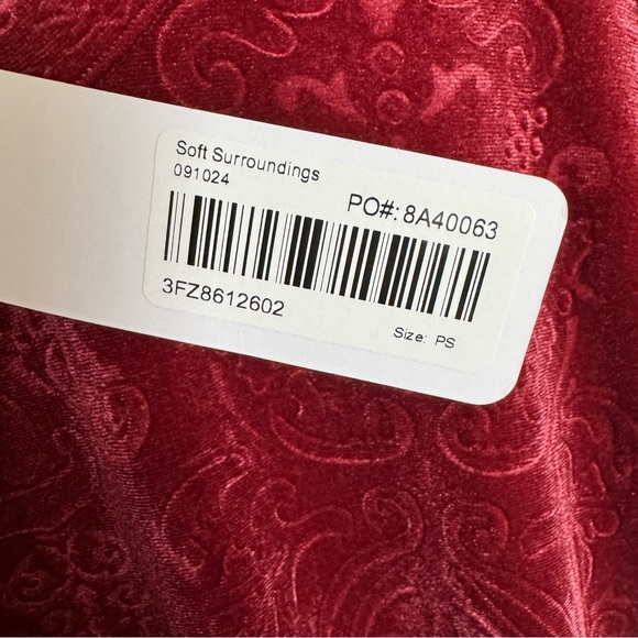 Soft Surroundings velvet ‎ Rich Red Long Sleeve Dress NWT Holiday Fall Ready - Picture 6 of 12